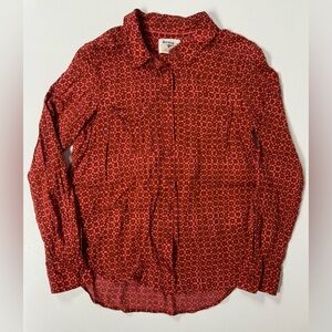 Holding Horses Anthropologie Long Shirt Button Up Dots Pink Lightweight Women 2